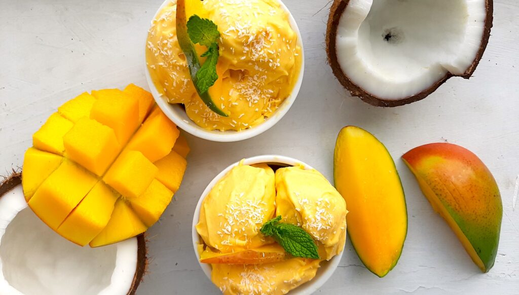 Homemade Mango Coconut Soft Serve - Sugar and Spice